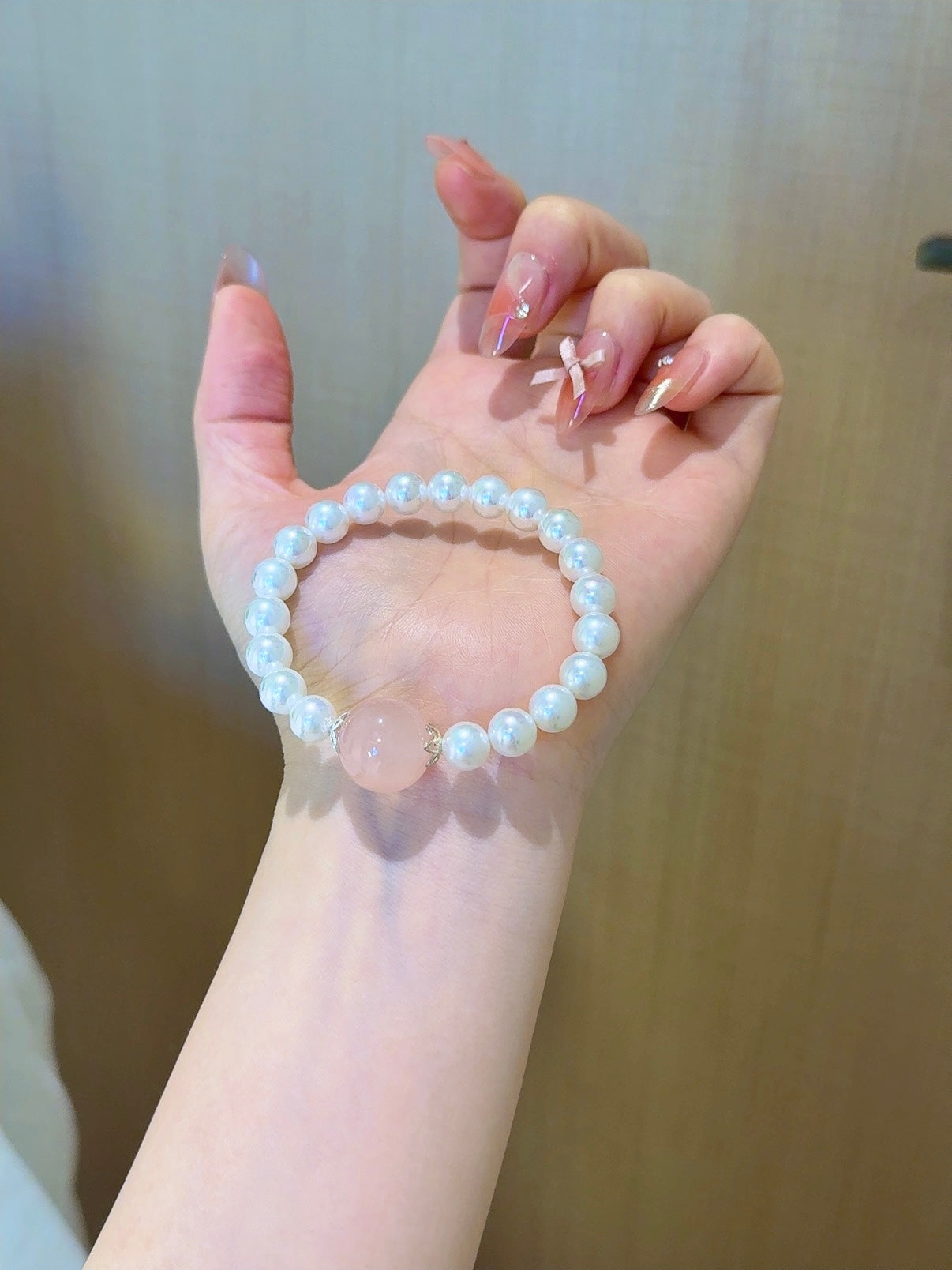 ▫️▪️ Pink crystal bead bracelet